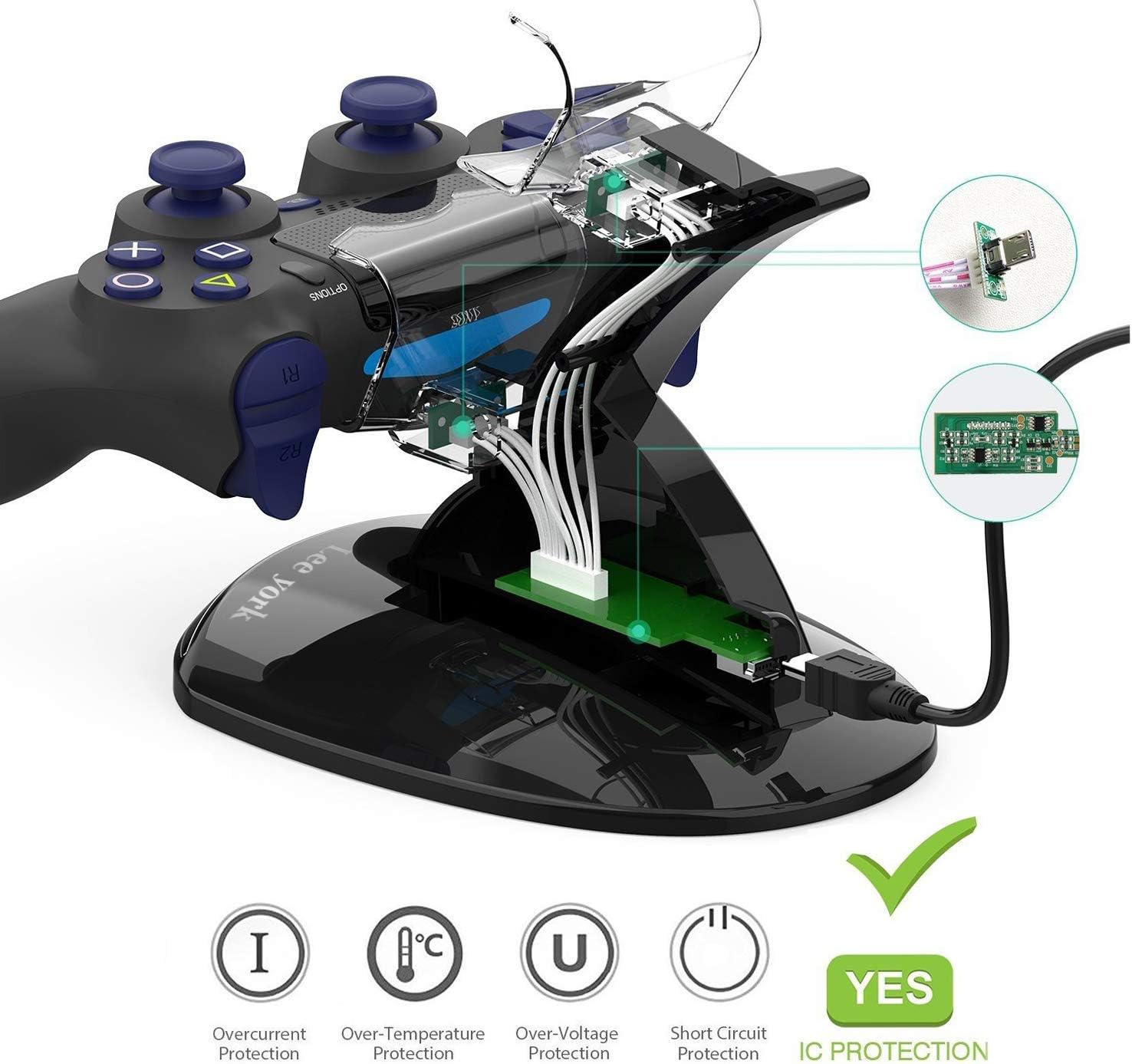 Lee york Playstation 4 Charger PS4 PS4pro PS4slim Playstation Controller Charger Dual USB Charging Station Stand Docking Playstation