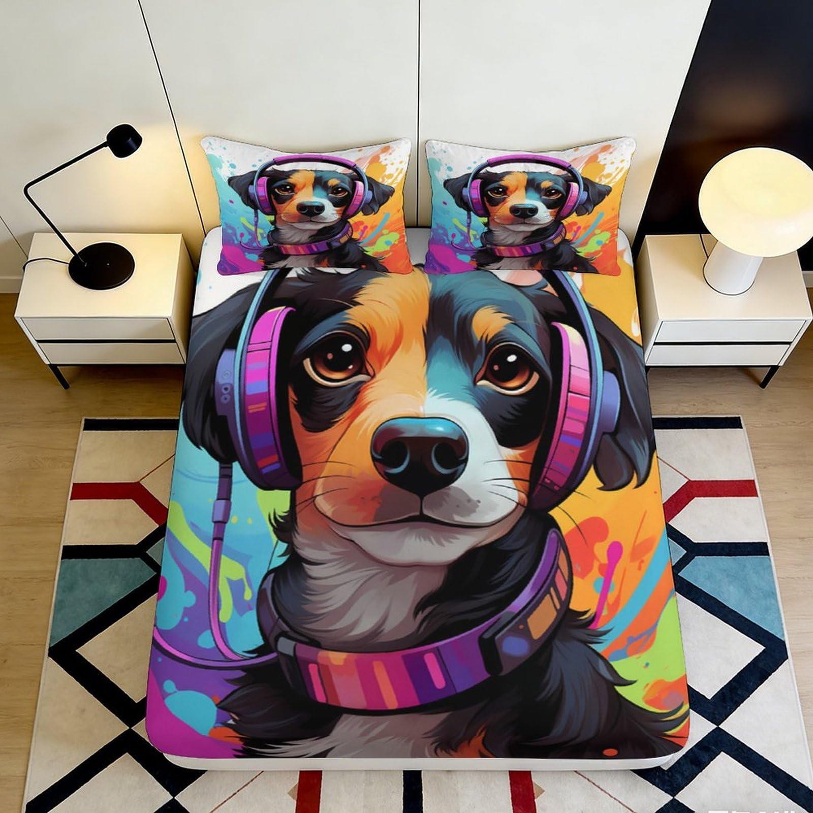 3D Printed Horse Pattern Fitted Sheet Microfiber Deep Pocket Bedroom Bedding Horse Mattress Fitted Cover Non-Slip Elastic Hem Washable for Adults Teenagers 140x200x25cm