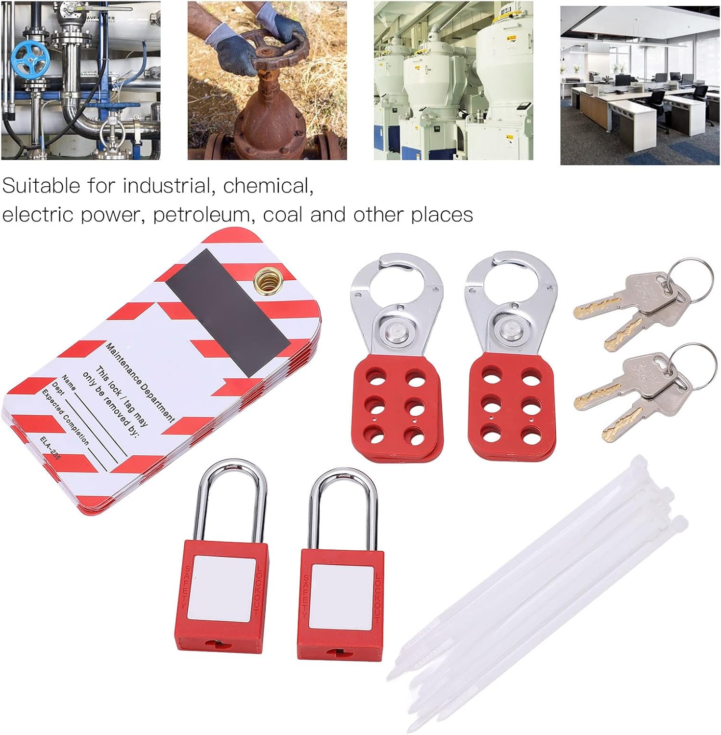Breaker Lockout Tagout Kit Electrical,Lockout Tagout Kit, Electrical Lockout Tagout Kit Tag Hasp Safety Padlock Set Rustproof for Lock Out Tag Out Station