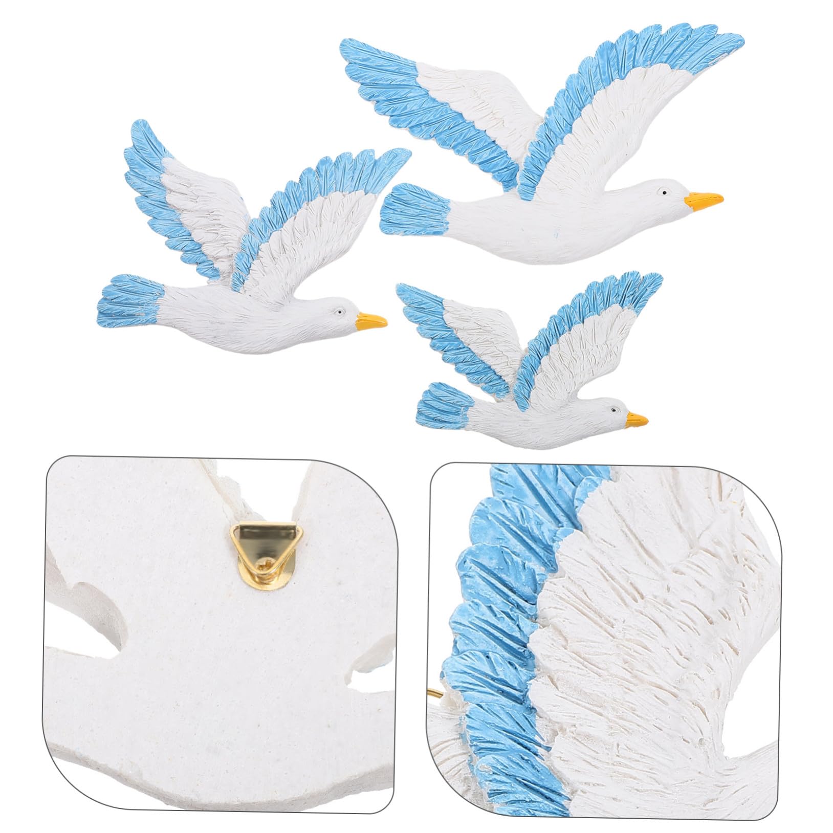 NOLITOY 3pezzi Gocce di Uccelli Appese in Resina Gabbiani Parete Uccelli Decorativi Ciondolo da Parete per Casa Blu Destra