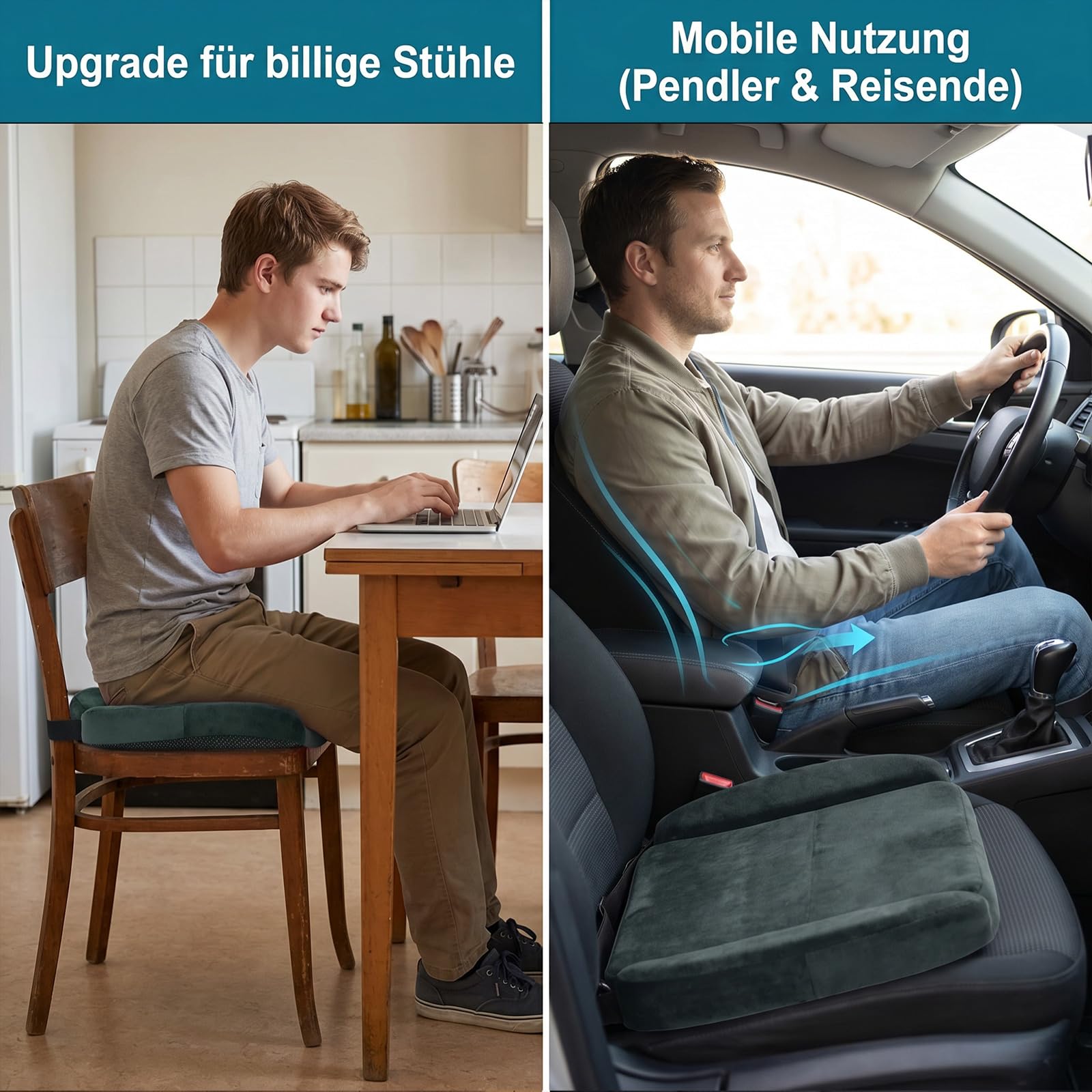 Ergonomisches Sitzkissen für Gaming-Stuhl & Bürostuhl, Steißbein Entlastung & Orthopädischer Komfort, für Bürostuhl E-Sport & Studium Druckentlastend & Atmungsaktiv Unterlage für langes Sitzen