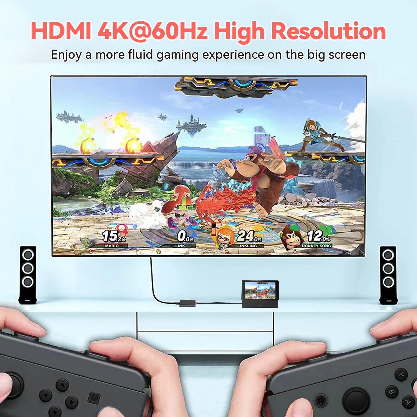 ELUTENG Docking Station pour Nintendo Switch 2, Adaptateur USB C vers HDMI 4K 3 en 1 USB C HUB avec USB 3.0 et Charge Rapide PD 100W Switch TV Dock pour MacBook Pro/Air, pour iPad