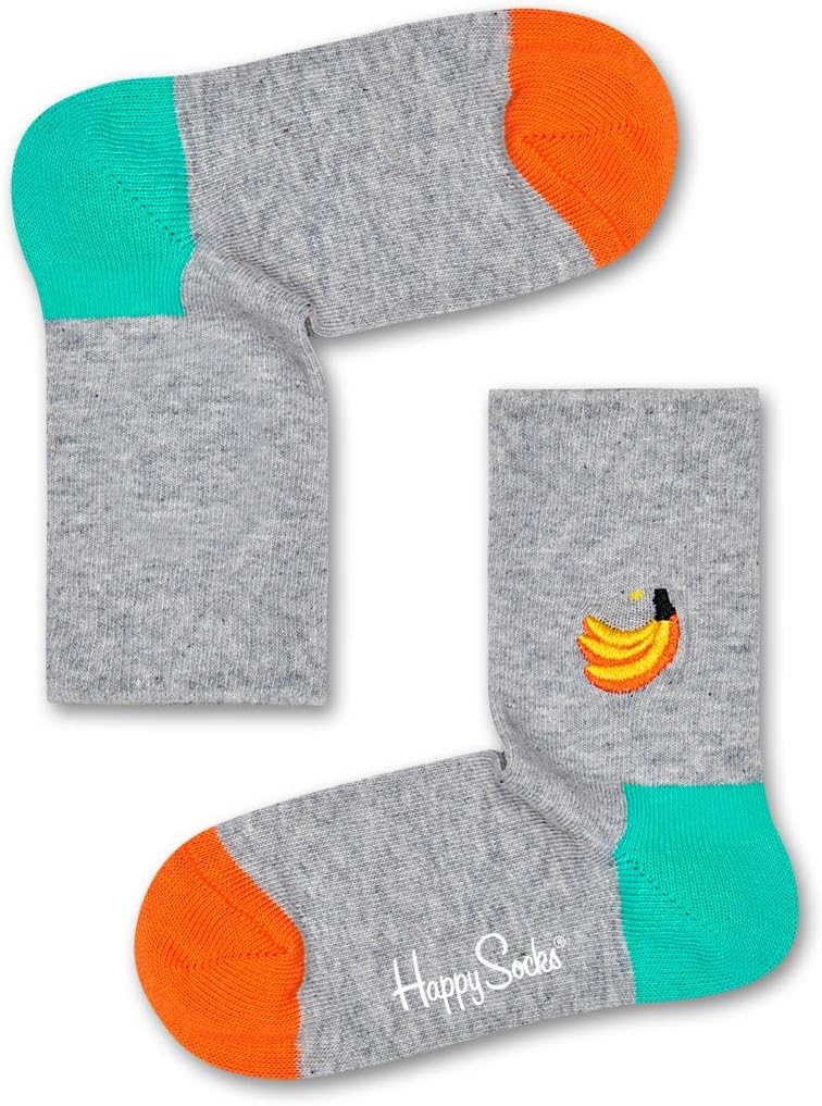 Happy Socks Banana Embroidery Anti-Slippy Cotton Designer Socks For Kids - Unisex 0-12M