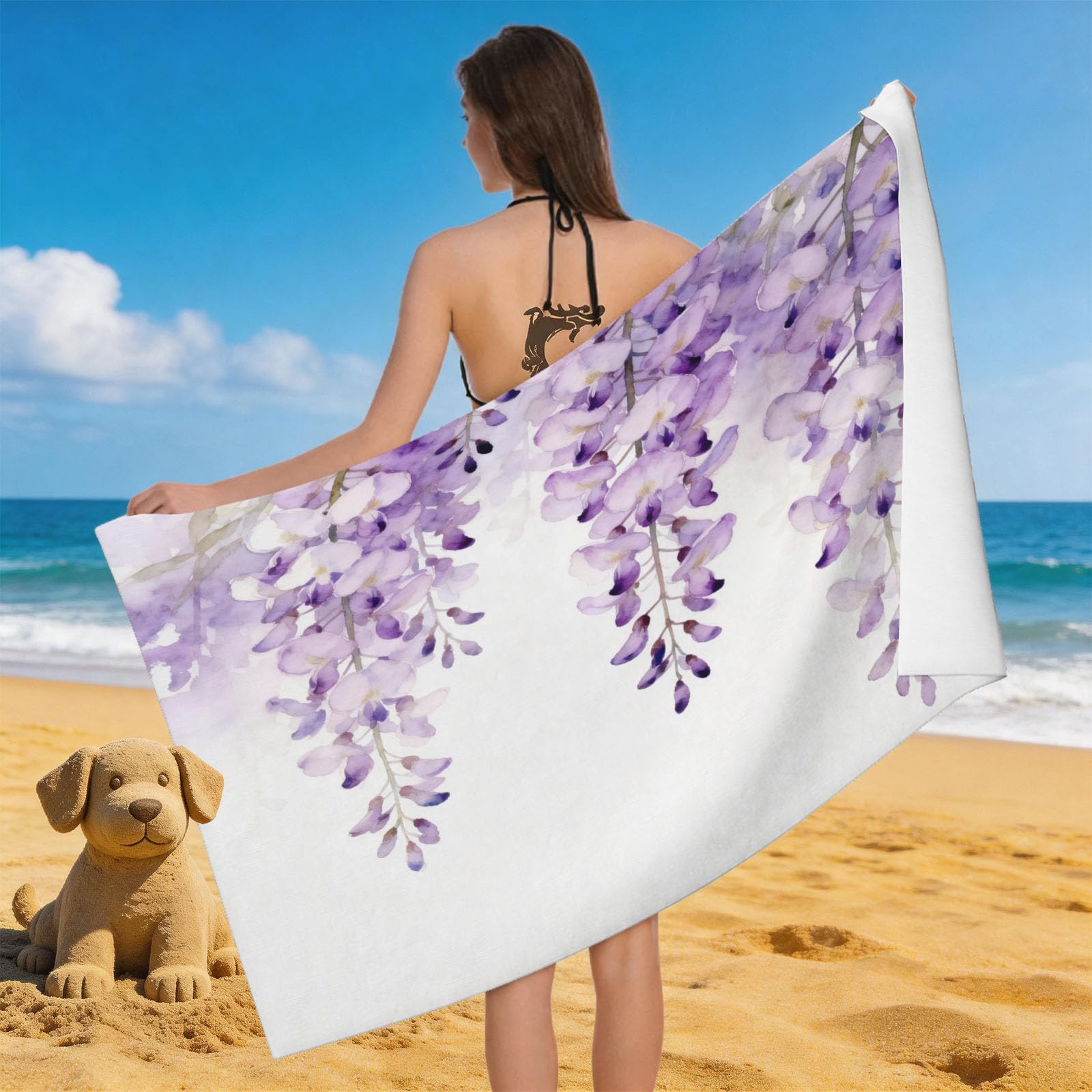 Leichong Men's Purple 3D Cartoon Pineapple Beach Towel Large Microfiber Soft Quick Dry For Adults, Watercoloring Bath Towel Lightweight Soft Absorbent For Travel Swimming Pool Sports, 180 X 90 Cm