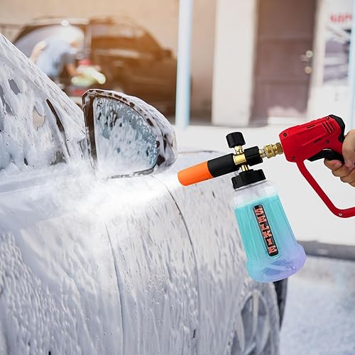 Miniatura 7 de Selkie Pistola de lavado a presión de 5000 PSI con cañón de espuma, pistola rociadora de lavadora a presión con doble lanza de espuma de nieve
