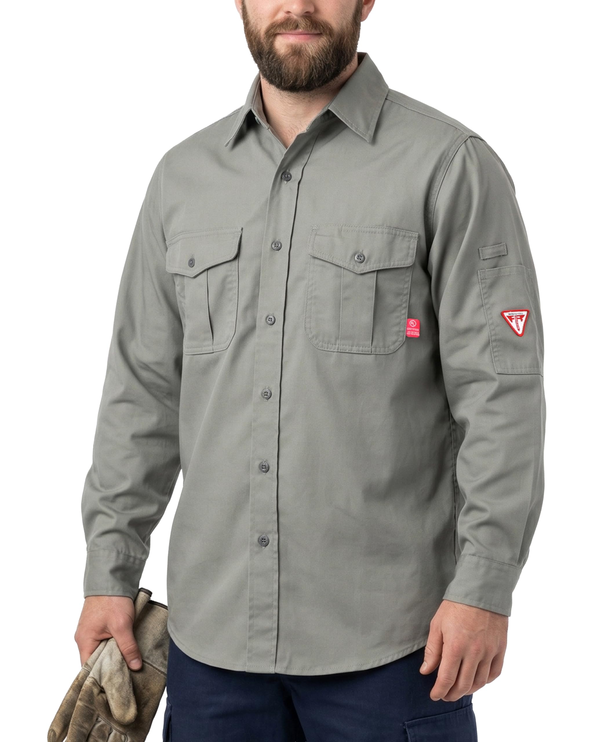 Photo 1 of TICOMELA Men’s FR Welding Shirt Button-down 7.5oz 100% Cotton NFPA2112 CAT2