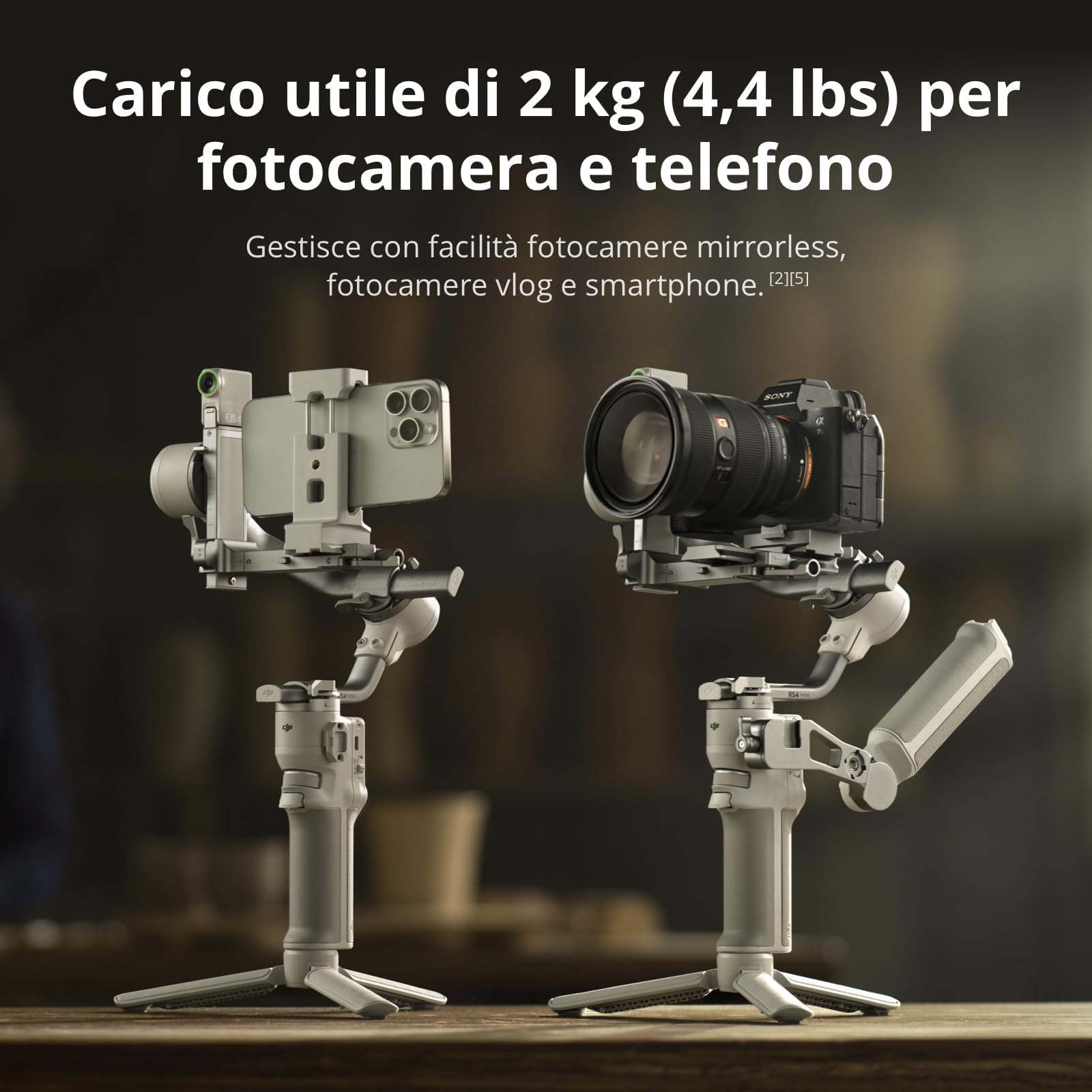 DJI RS 4 Mini Combo con borsa portatile, stabilizzatore cardanico per fotocamera Canon/Sony/Panasonic/Nikon/Fujifilm, blocco automatico degli assi, capacità di carico 2 kg, cardano per