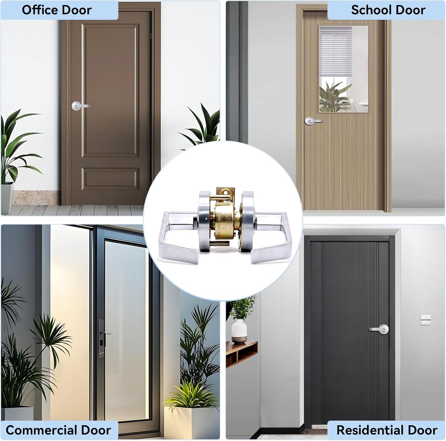 BSEED Storeroom Commercial Door Lever Lock, Heavy Duty Grade 2 Lever Handle, ADA Compliant, UL 3 Hour Fire Rated, Non-Handed, Satin Chrome Finish, 2-3/4" Backset for Storage & Utility Doors