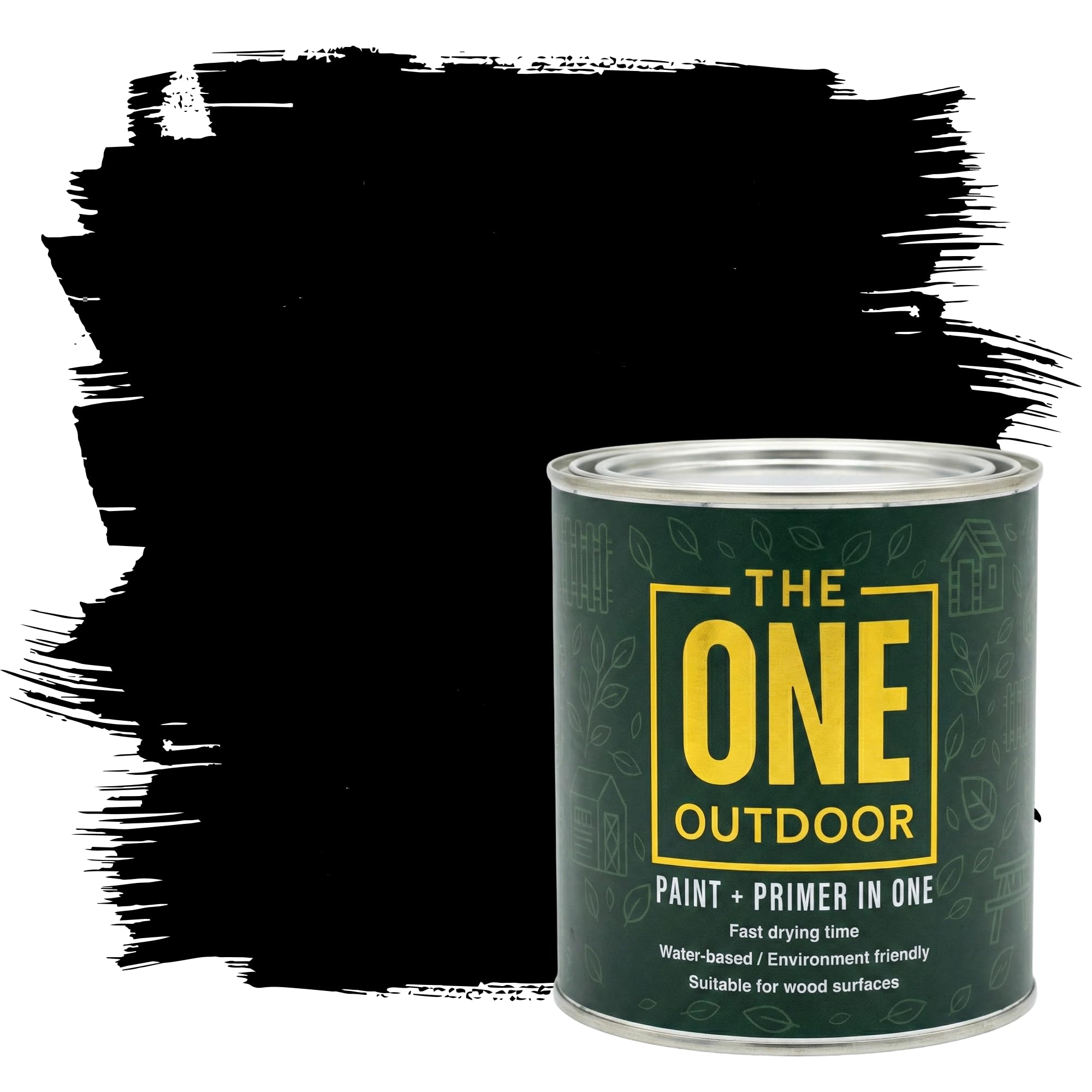 THE ONE Outdoor Paint - Black, 2.5 Litre | Durable Exterior Paint for Wood, Metal & Masonry | Weather Resistant Finish