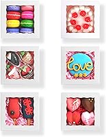Vista 7 de RomanticBaking 51PCS 5x5x2 Inch Bakery Boxes,Cookie Boxes with Window, Pastry Boxes for Macaroon Dessert Cupcake Donut Pastry Muffins