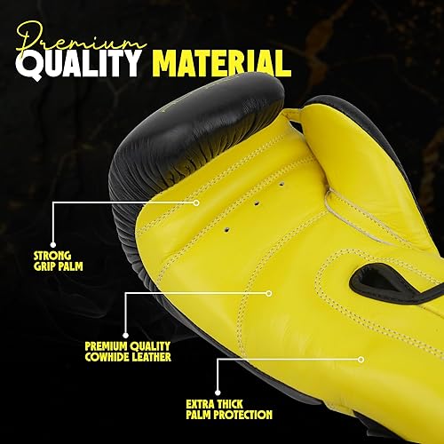 Miniatura 3 de Guantes de boxeo para hombre  Guantes de cuero genuino para entrenamiento, Sparring, Kickboxing, Muay Thai y MMA para adultos y jóvenes, guantes de