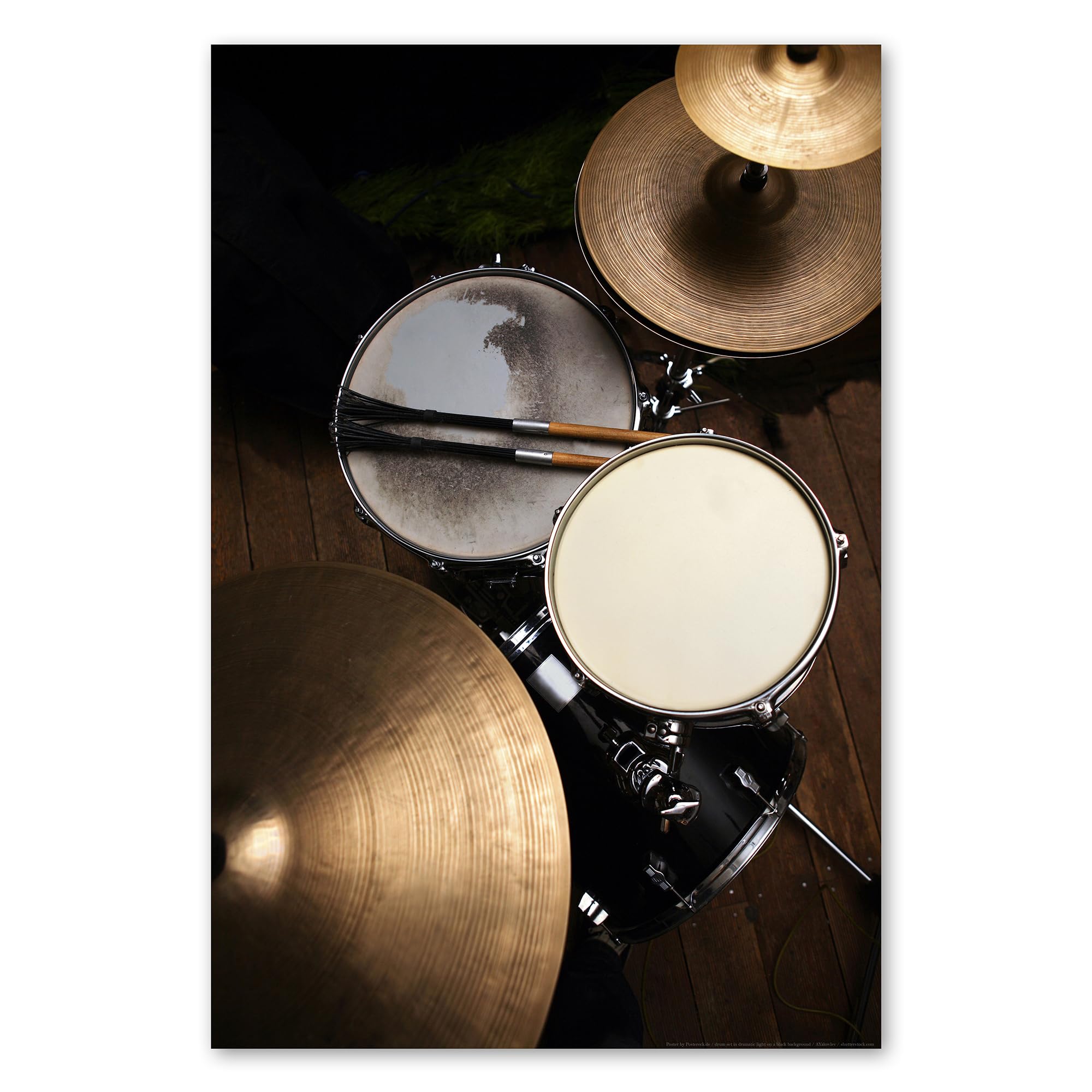 Postereck - 0127 - Batterie, musique rock, pop, drums, instrument. Art Mural Impression – Décoration musique, studio, concert, passion, Poster - toile - 100,0 cm x 75,0 cm
