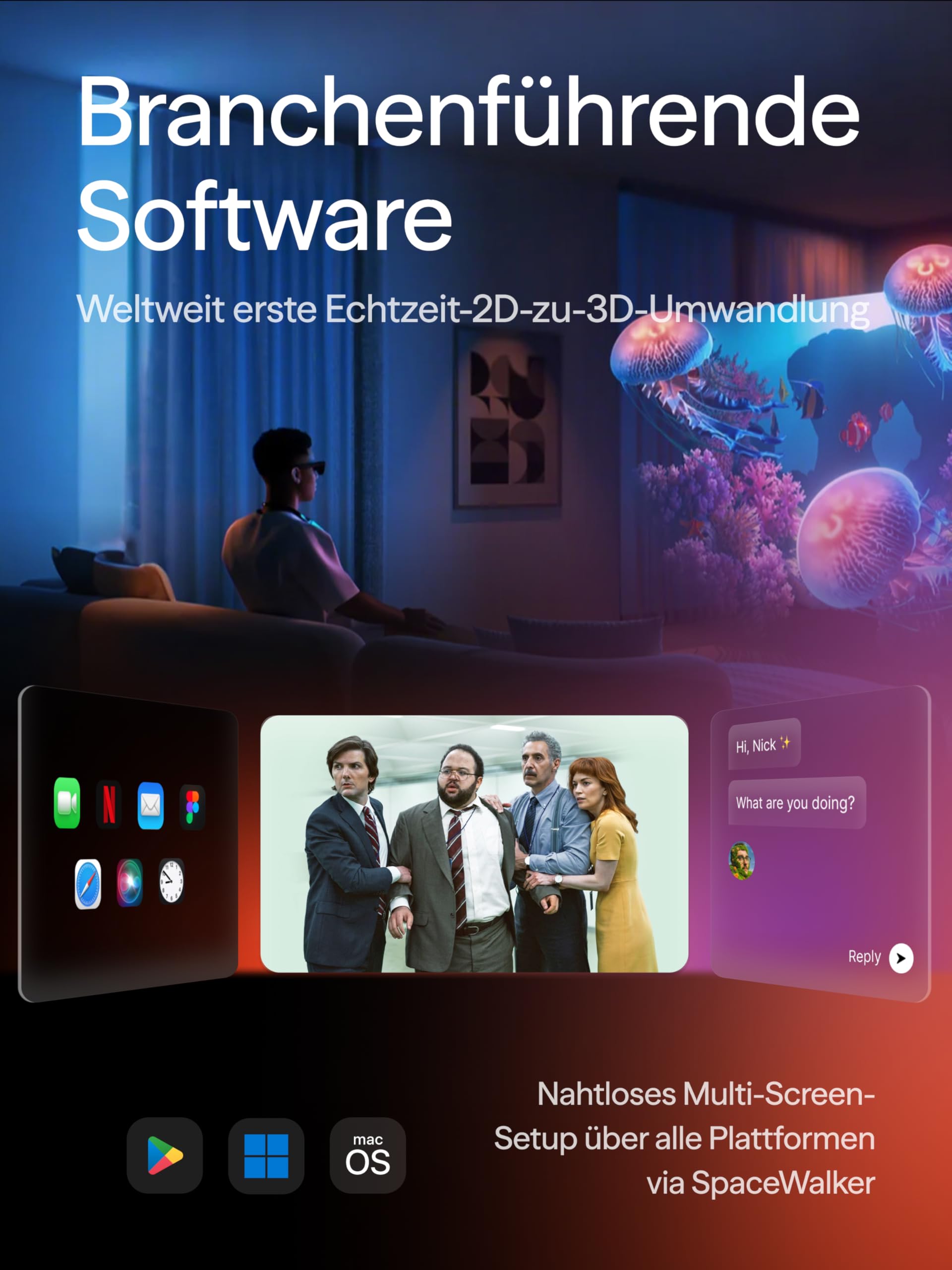 VITURE Luma AR/XR Brille – 146" 1200p Ultra-Scharf-Display, 50° Sichtfeld, 3Dof, Elektrochromer Film, Adaptive Abdunklung, AR Brille für iPhone 17/16/15, Android, Mac, PC, Steam Deck, Switch, Switch 2