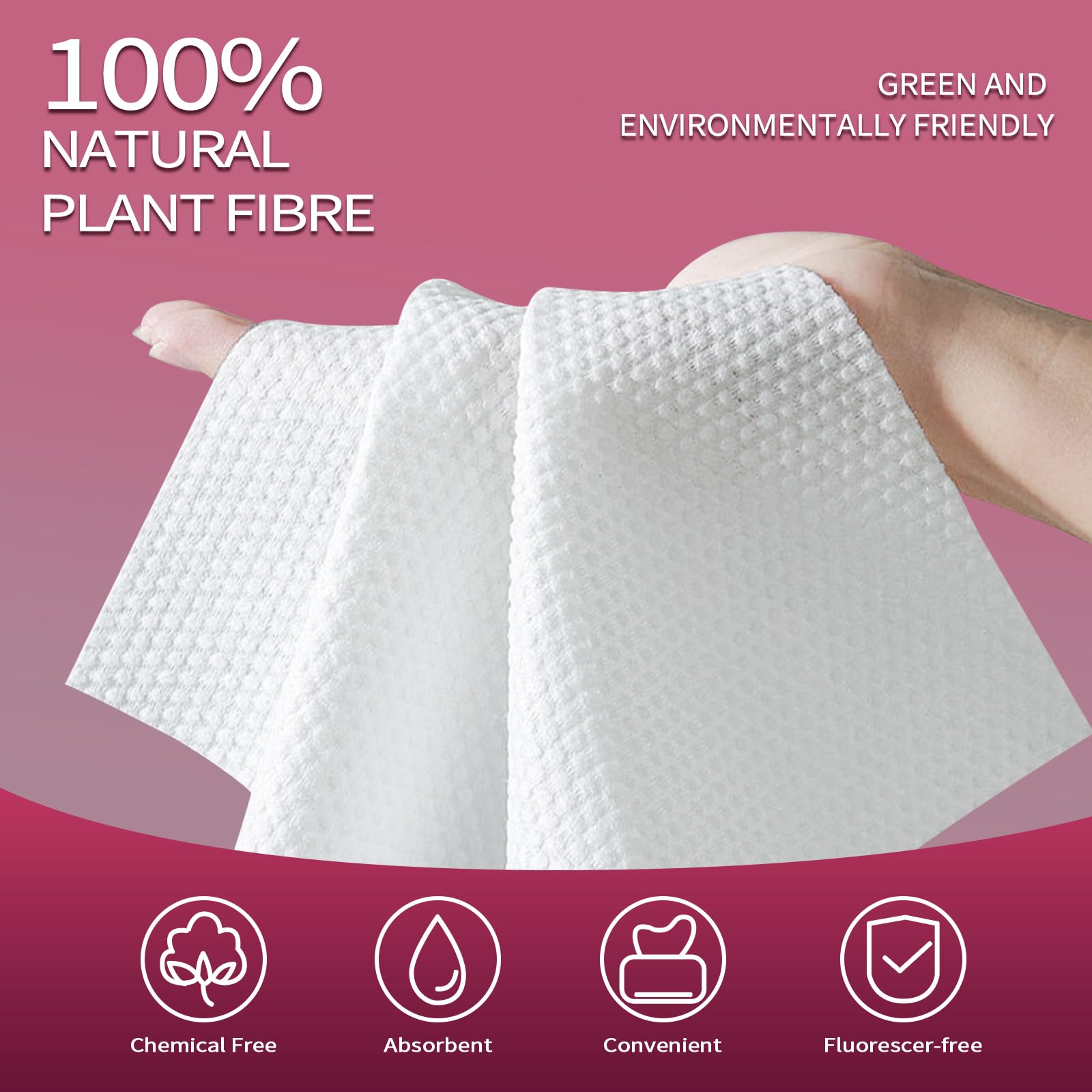 Disposable Face Towel XL 50 Count, 25x30cm Face Towelettes, Cloth Tissue, Facial Towel Compatible with Clean Skin - Image 2