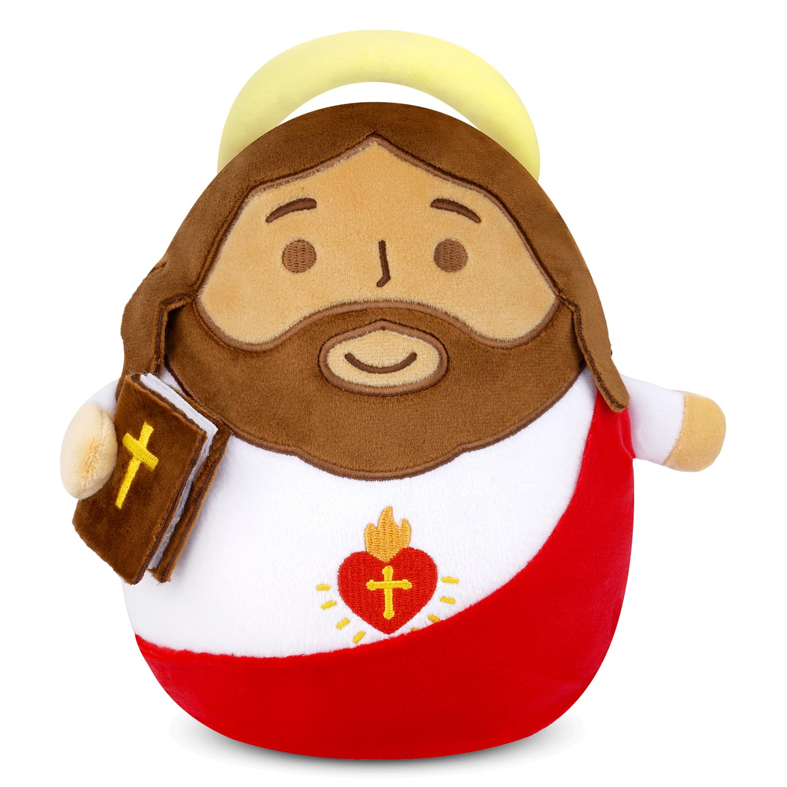 Jesus Plush 8 Inch Heart of Jesus Plushie with Red Sash Bible Soft Savior Jesus Stuffed Animal Easter