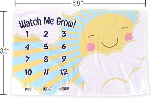 Miniatura 7 de LOGOVISION Manta Watch Me Grow Baby Milestone, 36 x 58 pulgadas, unisex, para bebé niño y niña
