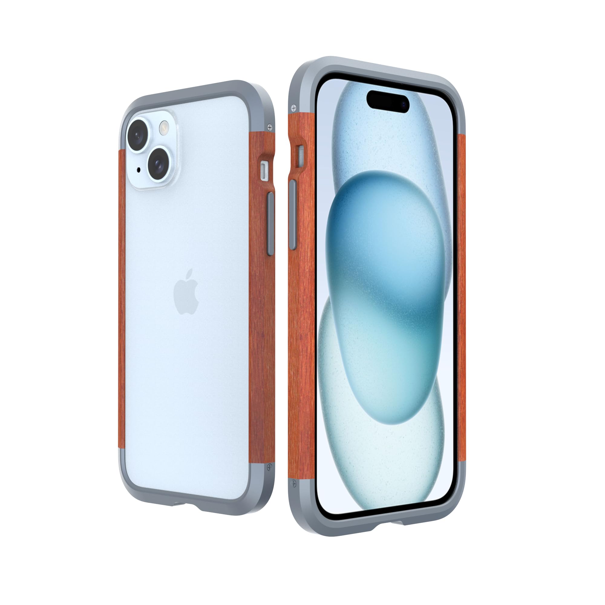 Amazon.co.jp: 天然木 iPhone 15 アルミバンパー 木製フレー メタル 