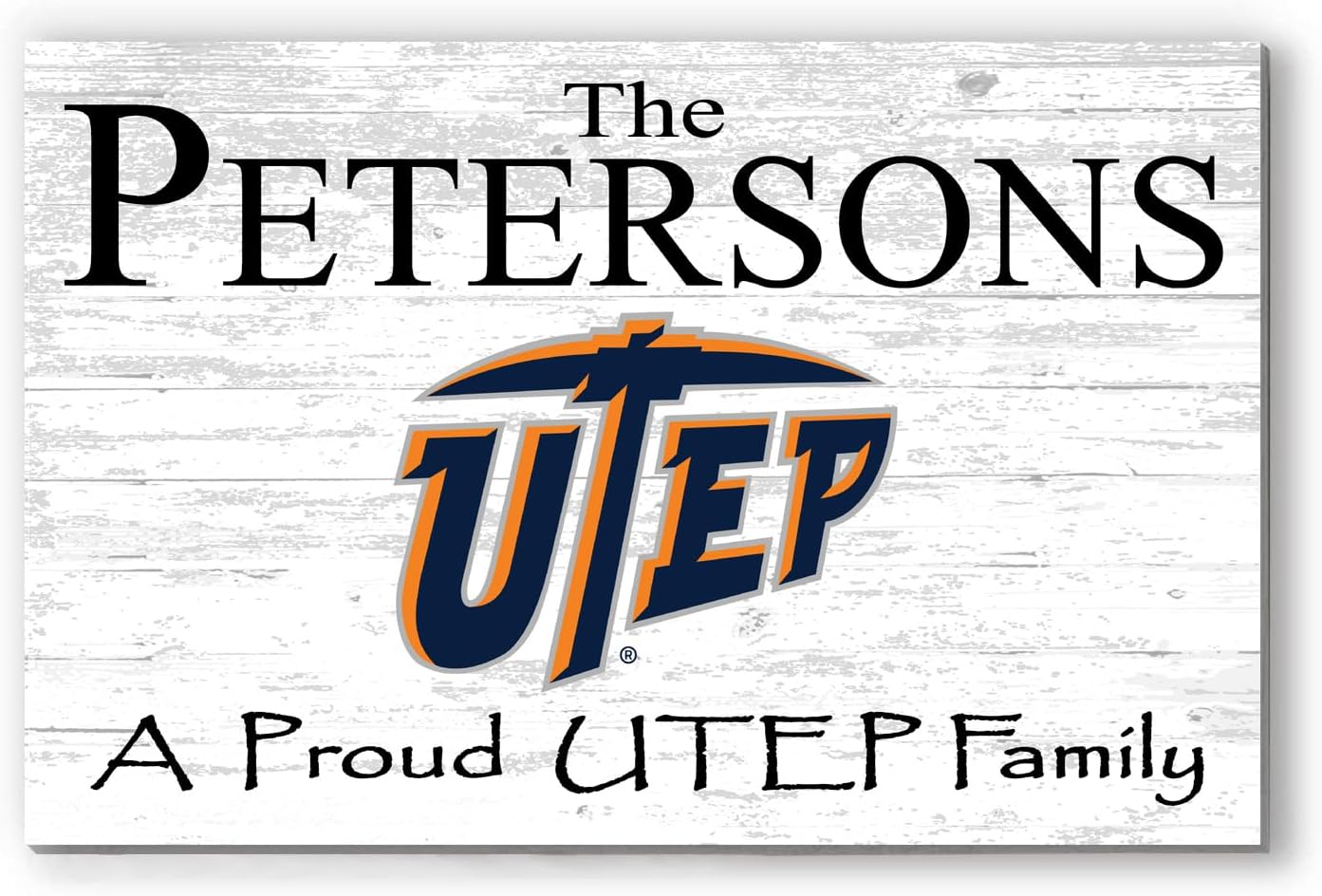 UTEP Proud Family Sign Solid Wood for UT El Paso Miners Family, Fans, Alumni, Students or Graduation