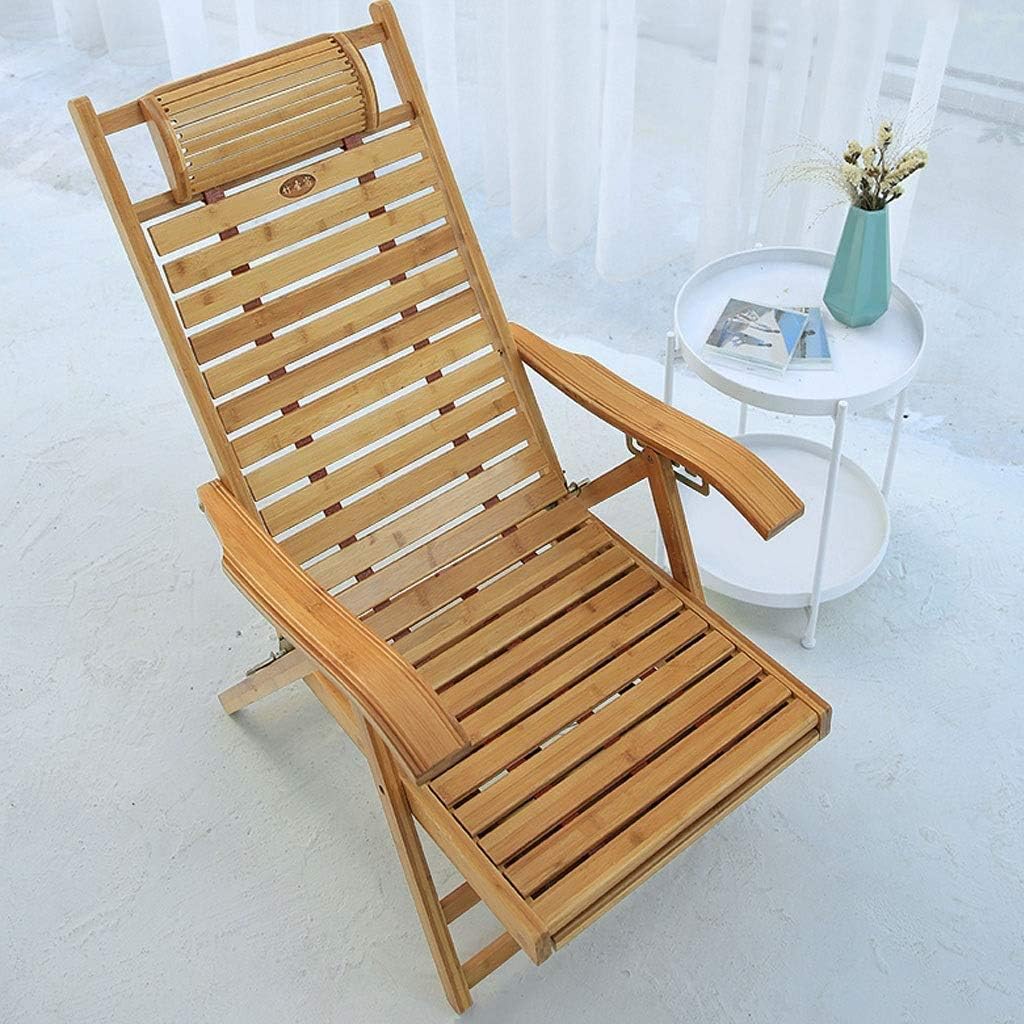 Sun Lounger Garden Chairs Balcony Recliner, Bamboo with Telescopic Foot Pedal Deck Chair Sun Lounger Outdoor Garden Patio Gravity Reclining Chair (Size, Bamboo 4.5cm),Bamboo 3cm