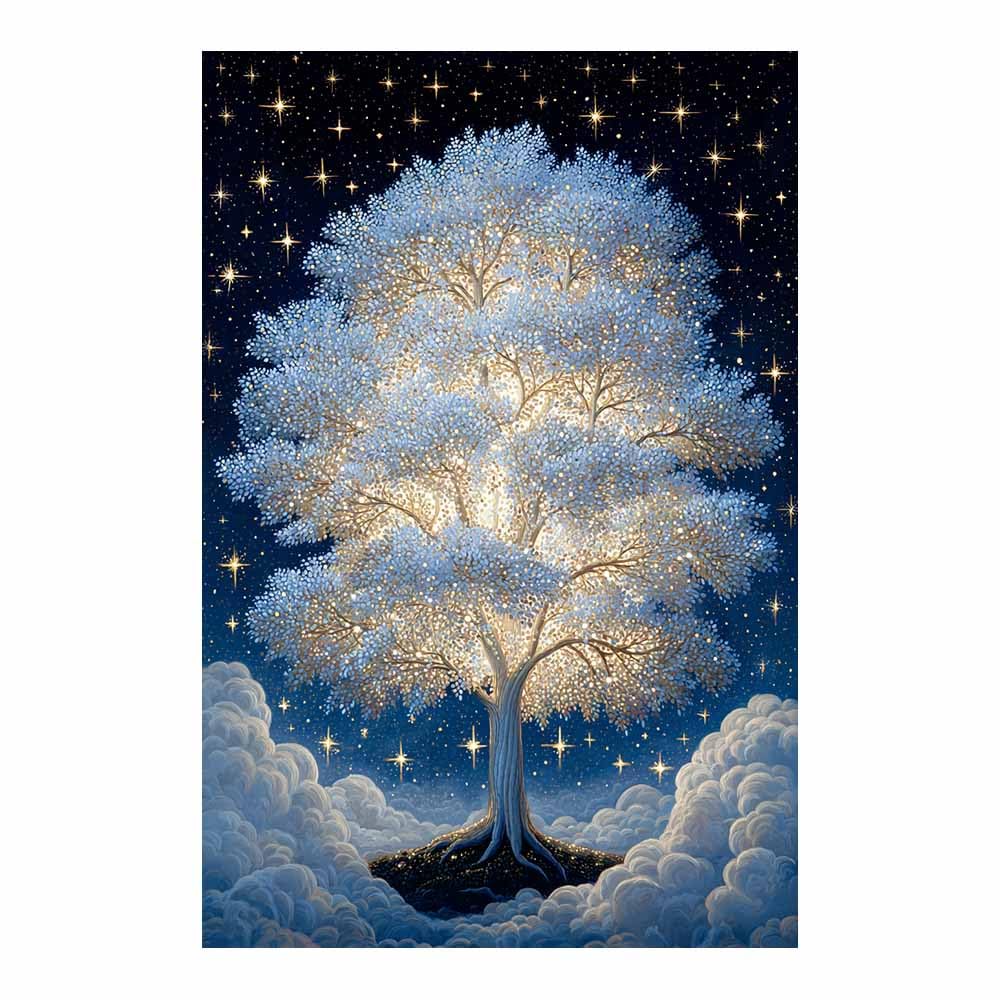 HOQIU Tree Wall Art Cosmic green ancient tree artwork, home canvas prints, for Bathroom Living Room Bedroom(Multicolor)-70x100cm Unframed