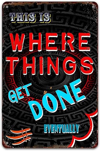 Vintage Garage Signs for Men Funny Metal Tin Wall Art Decor Mechanic Shop 8"x12"