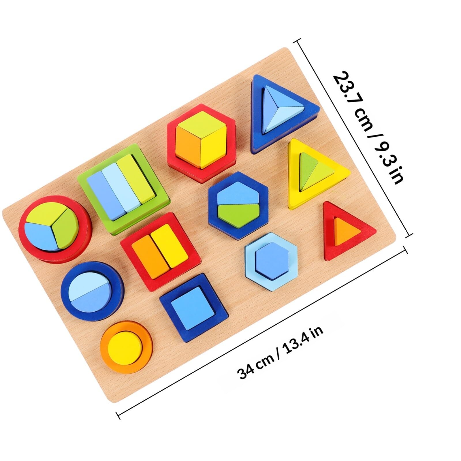 HOMSFOU Set Puzzle Legno, Giocattolo Educativo Geometrico Forme Colorate, Gioco Didattico per Sviluppo Cognitivo Prima Infanzia