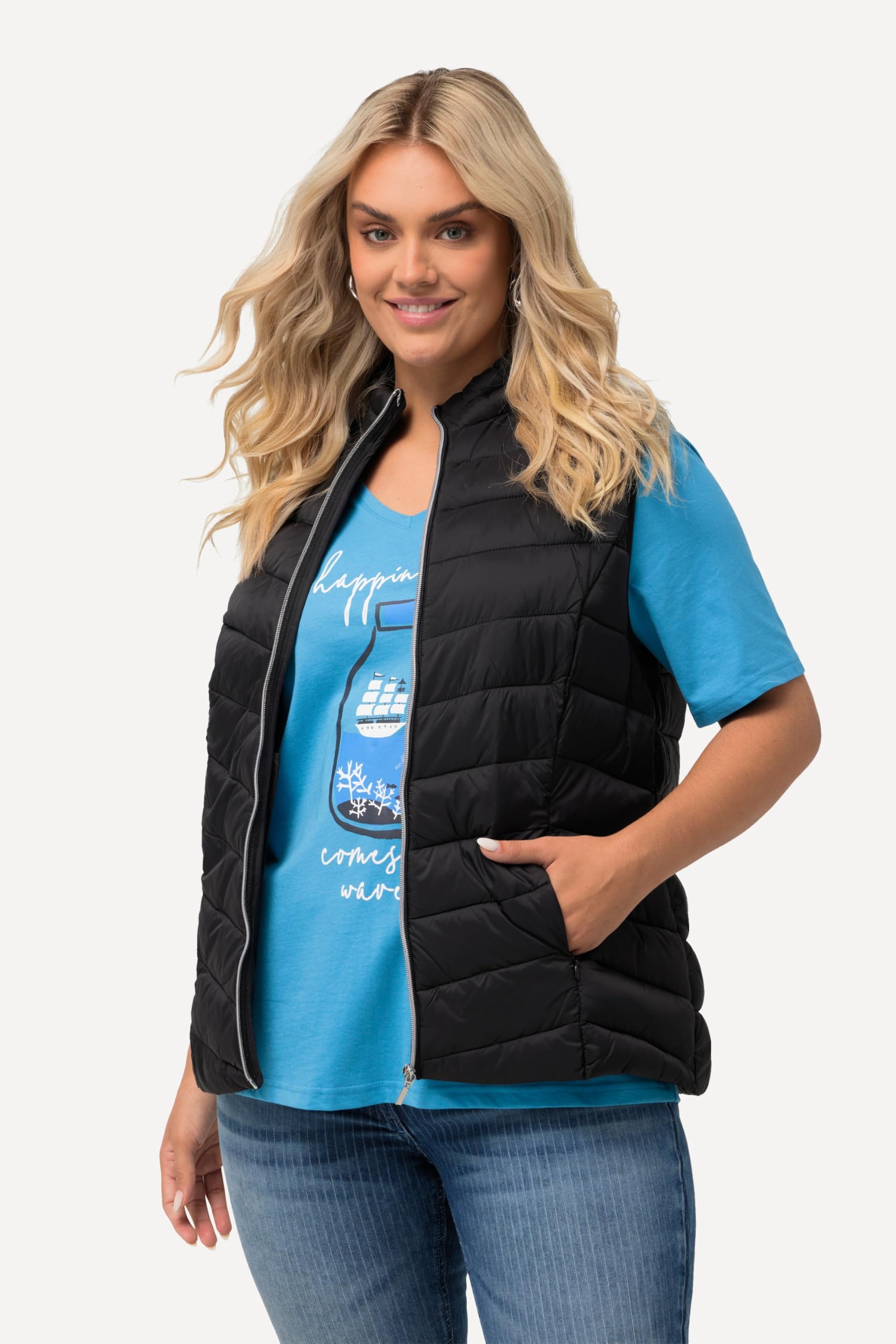 Ulla Popken Grs Hyprar Steppweste, Wasserabweisend Gilet Donna