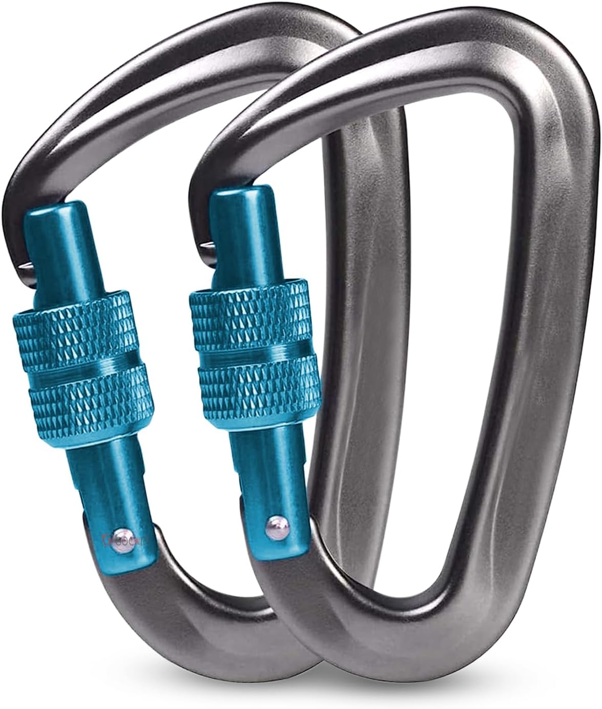 GOCART WITH G LOGO Aluminum D-Ring Locking Crabiner Clips Suit for Rock Climbing, Rigging, Ropes, Hammocks, Camping, Keychain,Outdoor(Black-Pack of 2)