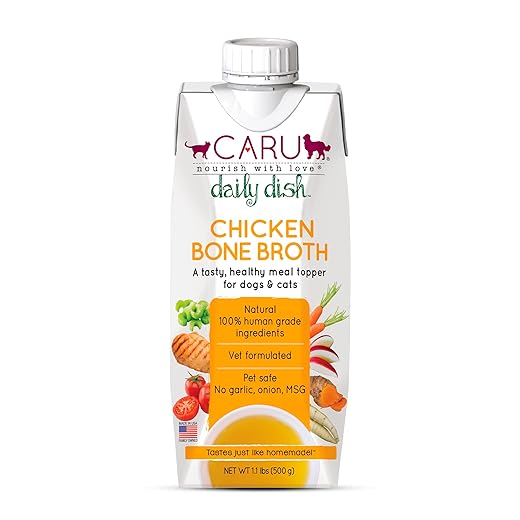 CARU Daily Dish Chicken Broth Meal Topper for Dogs and Cats - 1.1 lbs