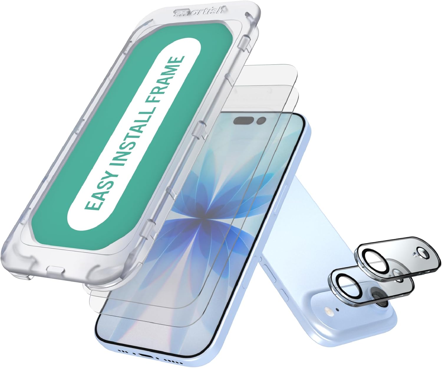 Product image of Smartish® iPhone Air Screen Protector + Camera Lens Covers - Tuff Sheet - 2-Pack Tempered Glass 9H Easy Install Frame Case-Friendly - Dynamic Island for Apple iPhone Air - Clear 2-Pack