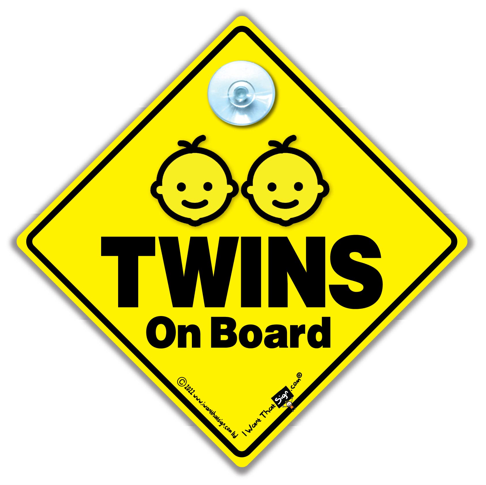 iwantthatsign.com Twins On Board Sign, Baby On Board Sign For Twins, 14cm x 14cm x 2cm
