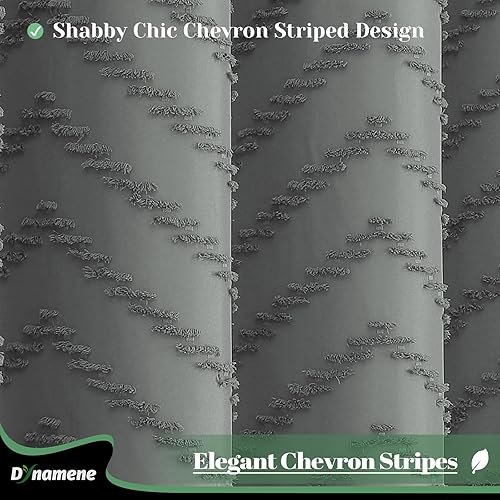 Vista 114 de Dynamene - Cortina de ducha, bohemia y rústica con rayas con chebrón en relieve, cortina texturizada para decoración de baño, juego de cortina A.