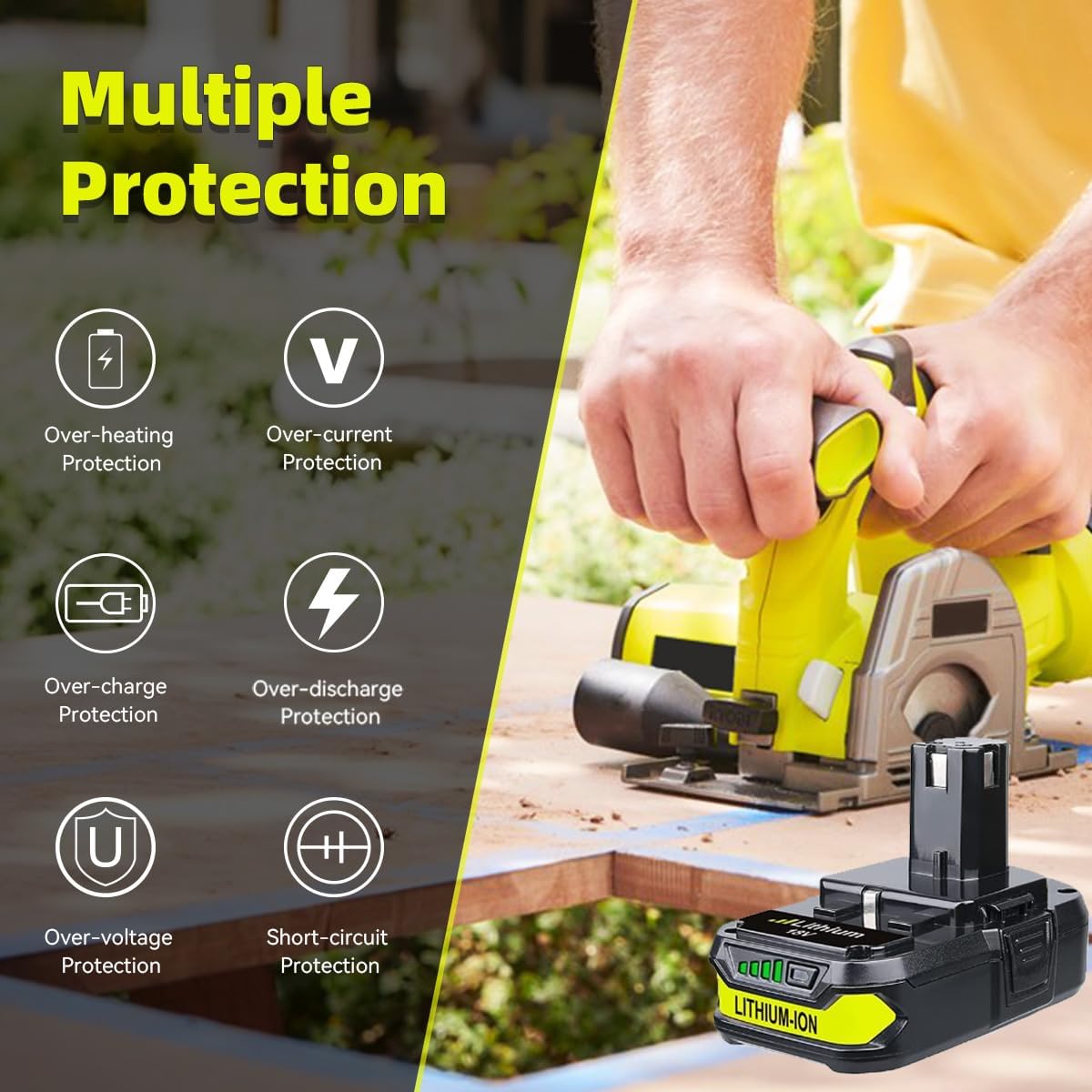 2P 3.6Ah Replacement for Ryobi 18V Battery Lithium Compatible with Ryobi Battery P108 P102 P103 P104 P105 P107 P109 P122 18 Volt Cordless Power Tools - Image 7