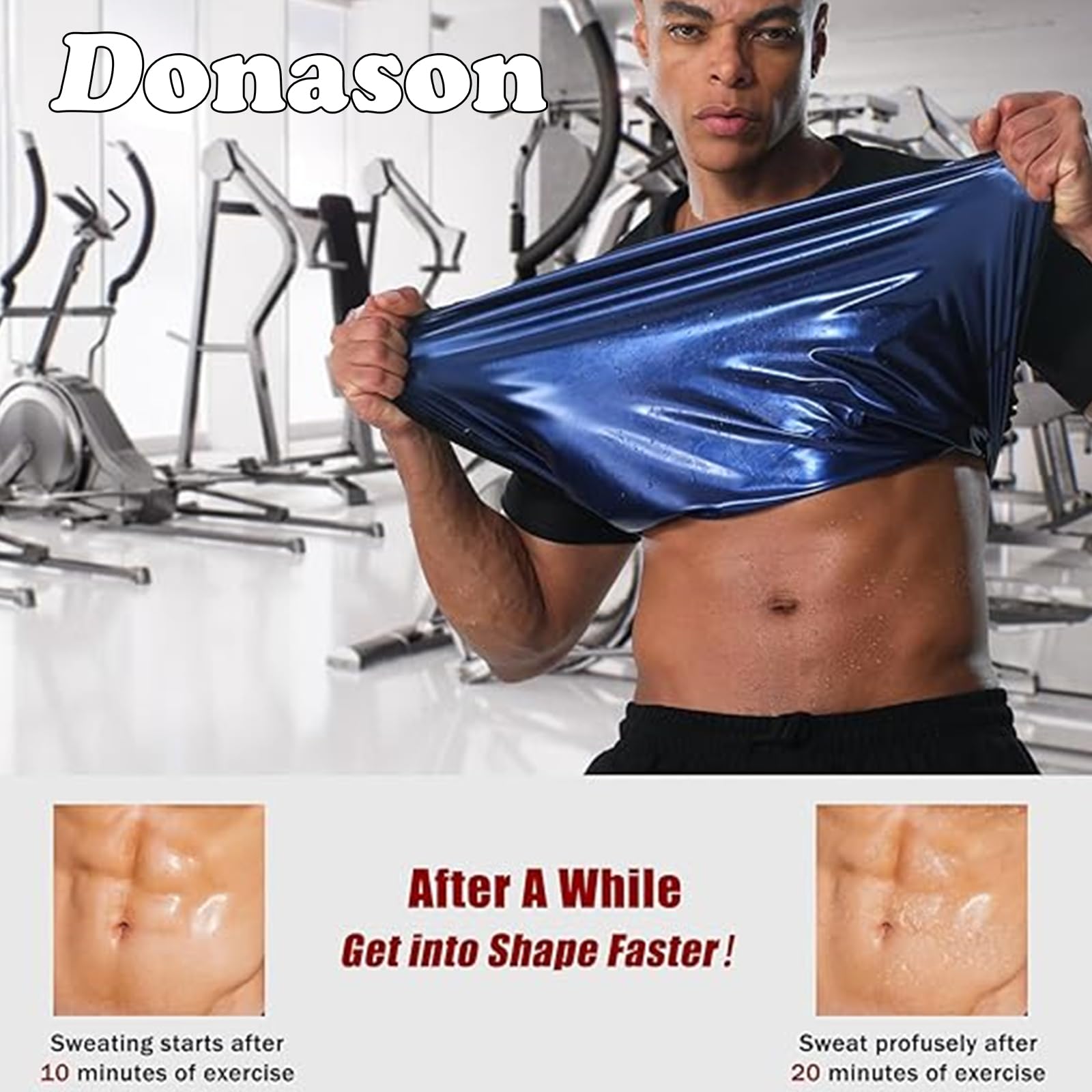 Donason Sauna Shirt for Men Weight Loss Compression Sweat Suit T-shirt Heat Trapping Workout Body Shaper Mens Shapewear 1