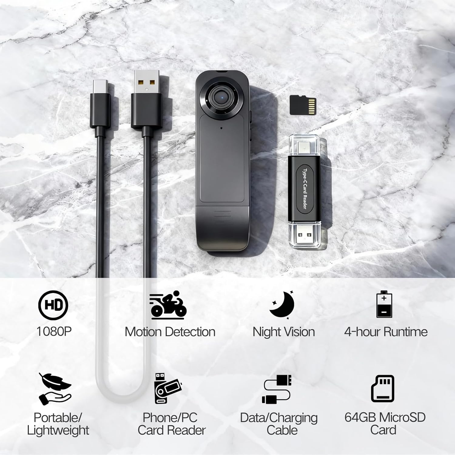 Heart Link Body Camera with Audio and Video Recording - 1080P HD Wearable Mini Camera, 64GB Night Vision Portable Body Cam for Police, Guard - Personal Protection & Sports Recording - Image 8