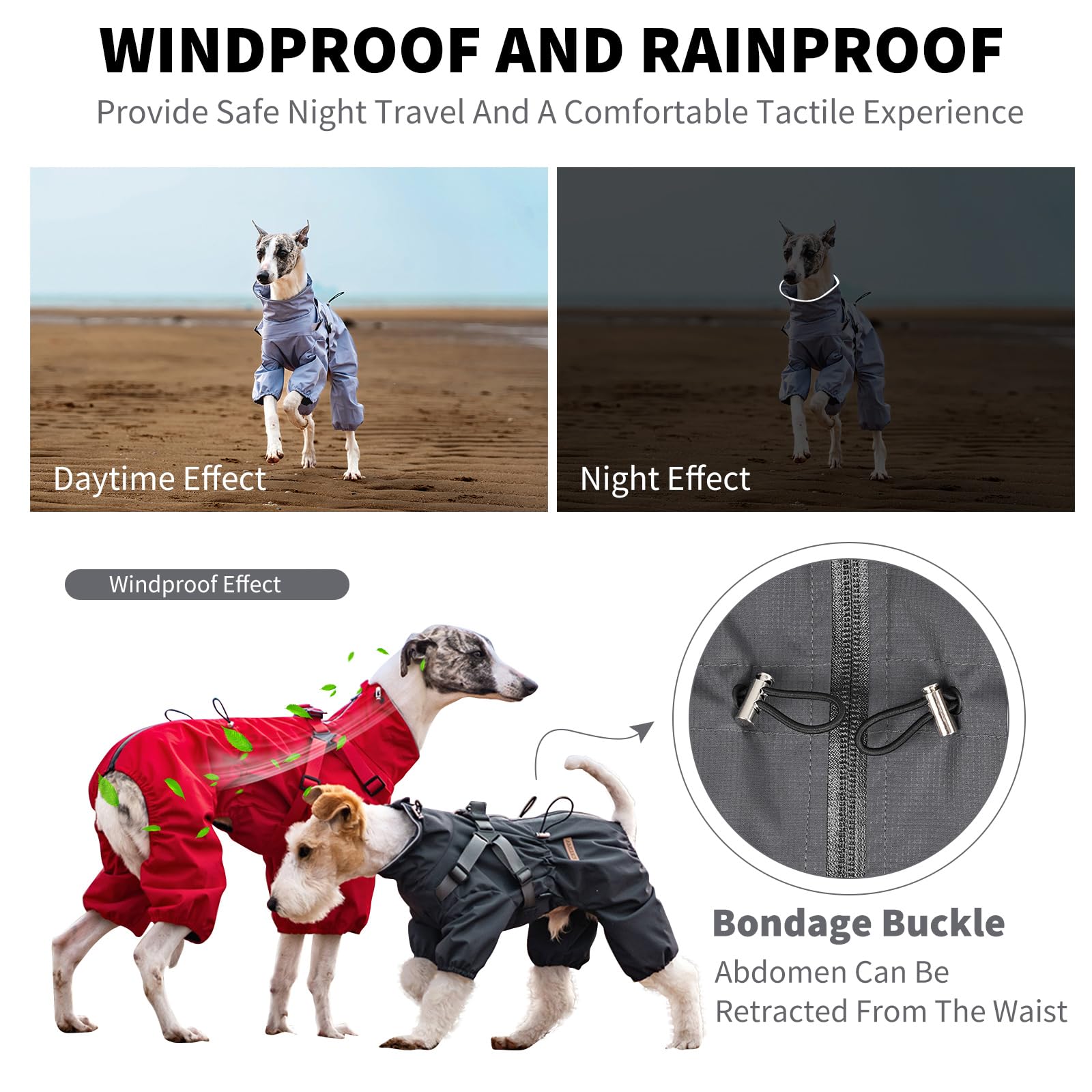PETCUTE Manteau Pluie Chien, Imperméable avec Bande Réfléchissante, Manteaux Imperméables pour Chiens avec Fermeture à Boutons,pour Les Jours De Pluie (Rouge, 6XL)