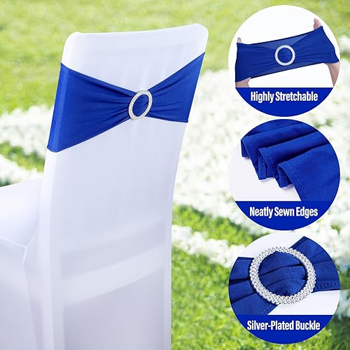 Miniatura 9 de 30 bandas para silla de elastano color rosa metálico, lazos elásticos de alta calidad con hebilla deslizante, bandas elásticas universales para