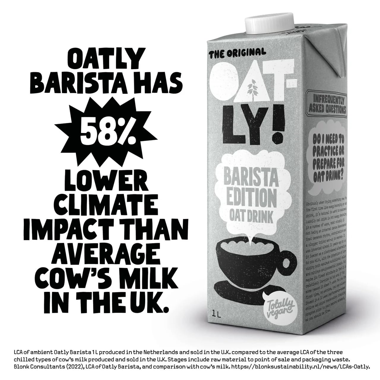 Oatly - Oat Drink - Barista Edition - 6 packs - 1 liter per pack - Liquid Oats - Fully foamable - Plant-based - Sustainable - Rich in unsaturated fats
