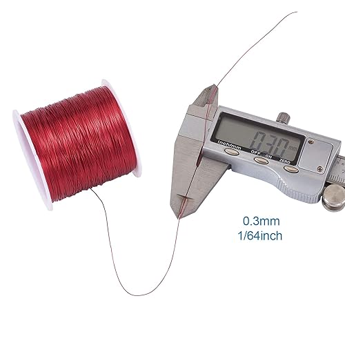 Miniatura 2 de Pandahall - Alambre de cobre resistente al deslustre de 236 pies de calibre 28, para hacer joyas (rojo)