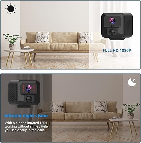 Miniatura 4 de Cámara espía oculta 1080P WiFi cámara inalámbrica, portátil de 2600 mAh recargable mini cámara con detección de movimiento visión nocturna niñera