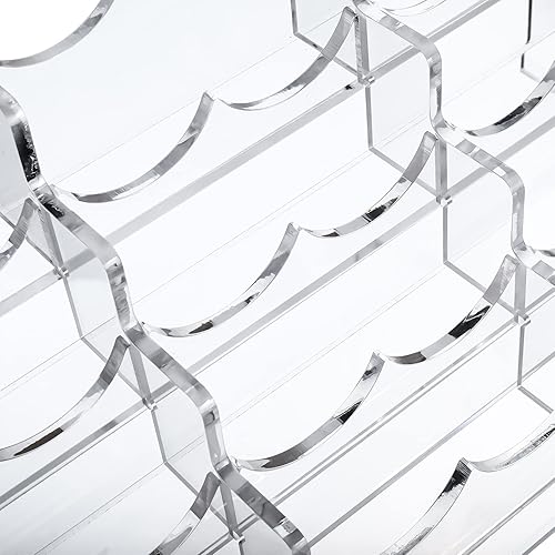 Miniatura 7 de Tarjetero de acrílico transparente para escritorio de 12.6 x 5.5 x 5.2 pulgadas, 4 niveles y 12 bolsillos, soporte para tarjetas de visita múltiple