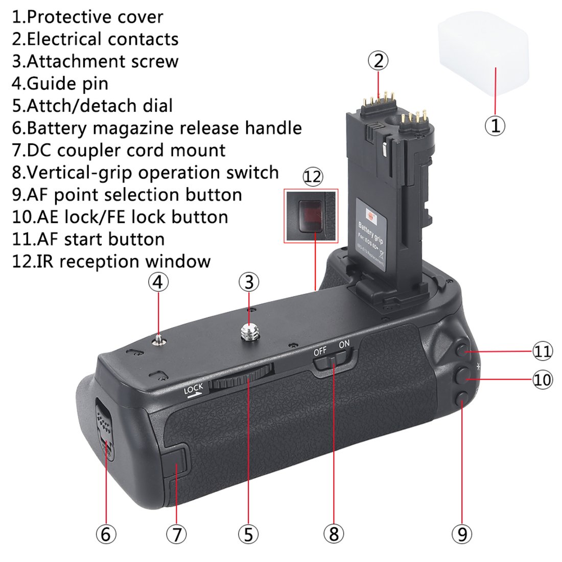 DSTE Télécommande Vertical Batterie Poignée Titulaire pour Canon EOS 6D DSLR Caméra comme BG-E13 avec 2-Pack LP-E6