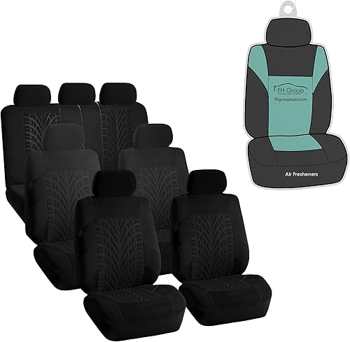 FH GROUP FH-FB071217 Conjunto completo de fundas para asiento de auto de tres filas, se adapta a bolsa de aire y parte trasera, sirve para la