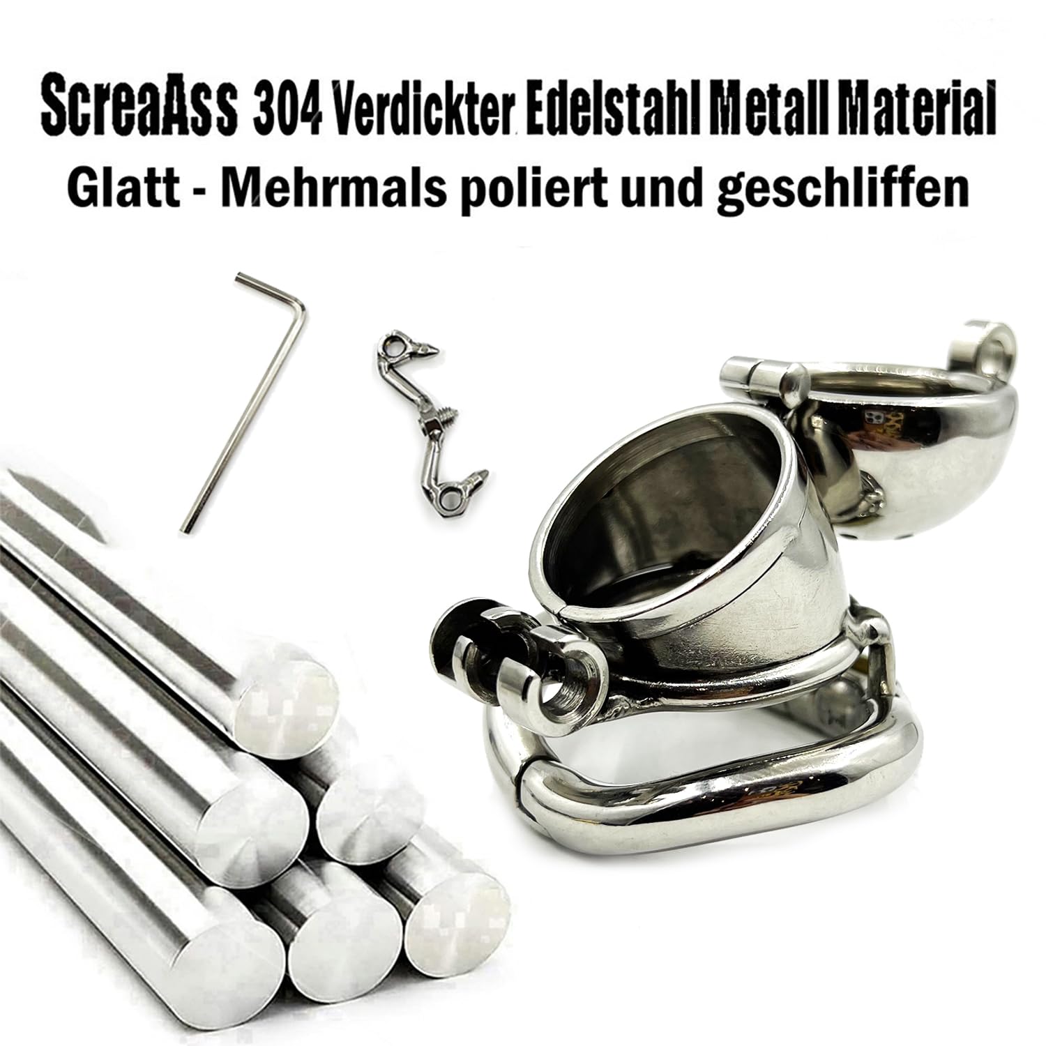 Geschlossener Metall Peniskäfig CBT-Spikes Edelstahl Chastity Cage Mit 3.0 Verstellbarer Penisring Und Gürtel Kleiner Keuschheitskäfig Cock Cage Bondage Sex Spielzeug Für Männer,Silber,51mm