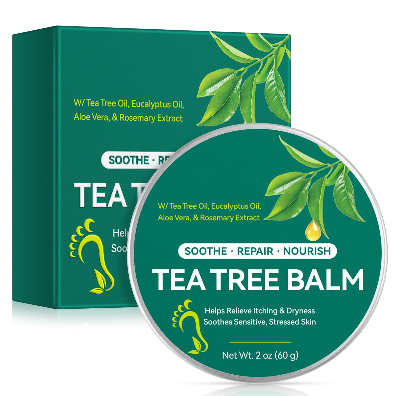 Tea Tree Oil Body Balm 2 Oz - Daily Moisturizing Balm for Dry Skin, Natural Plant-Based Formula, All-Over Nourishment, Non-Greasy