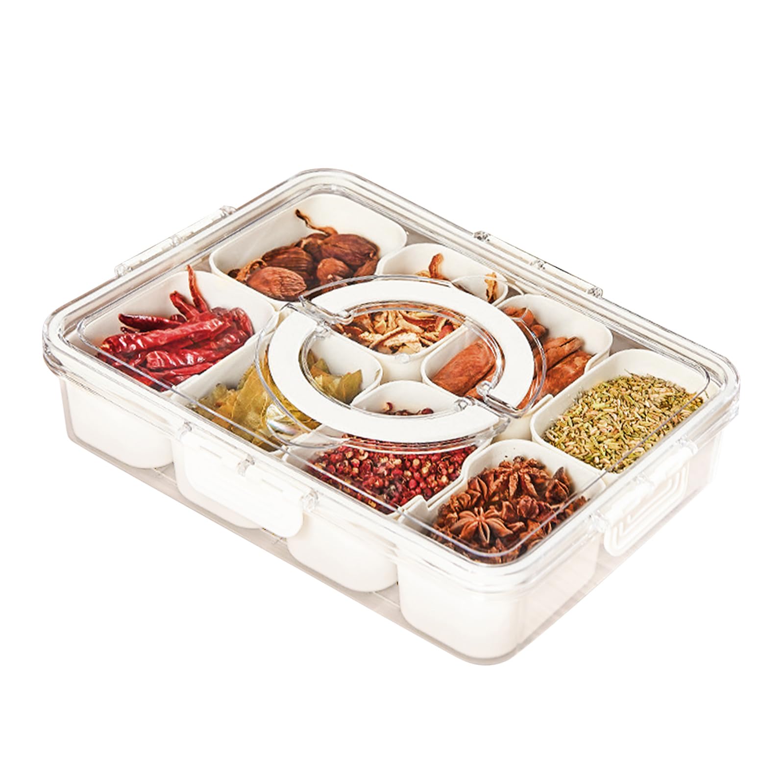 Vassoio per snack diviso con coperchio, contenitori per snack divisi | Vassoio per verdure trasparente multi-compartimento - Organizzatore di verdure per frigorifero, conservazione alimenti Por