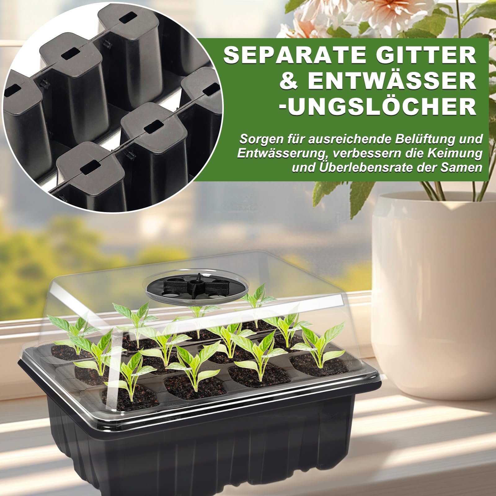 Mini Serre 3 Pièces 120 Cellules - Plateaux Semis Avec Couvercle Pour Germination Graines Intérieur
