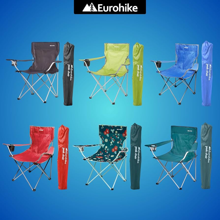 Eurohike Peak Folding Chair With Drinks Holder & Arm Rests For Adults & Kids, Lightweight, Portable, Compact, Ideal For Camping, Festivals, Picnics, Beach & Outdoor Events (Blue