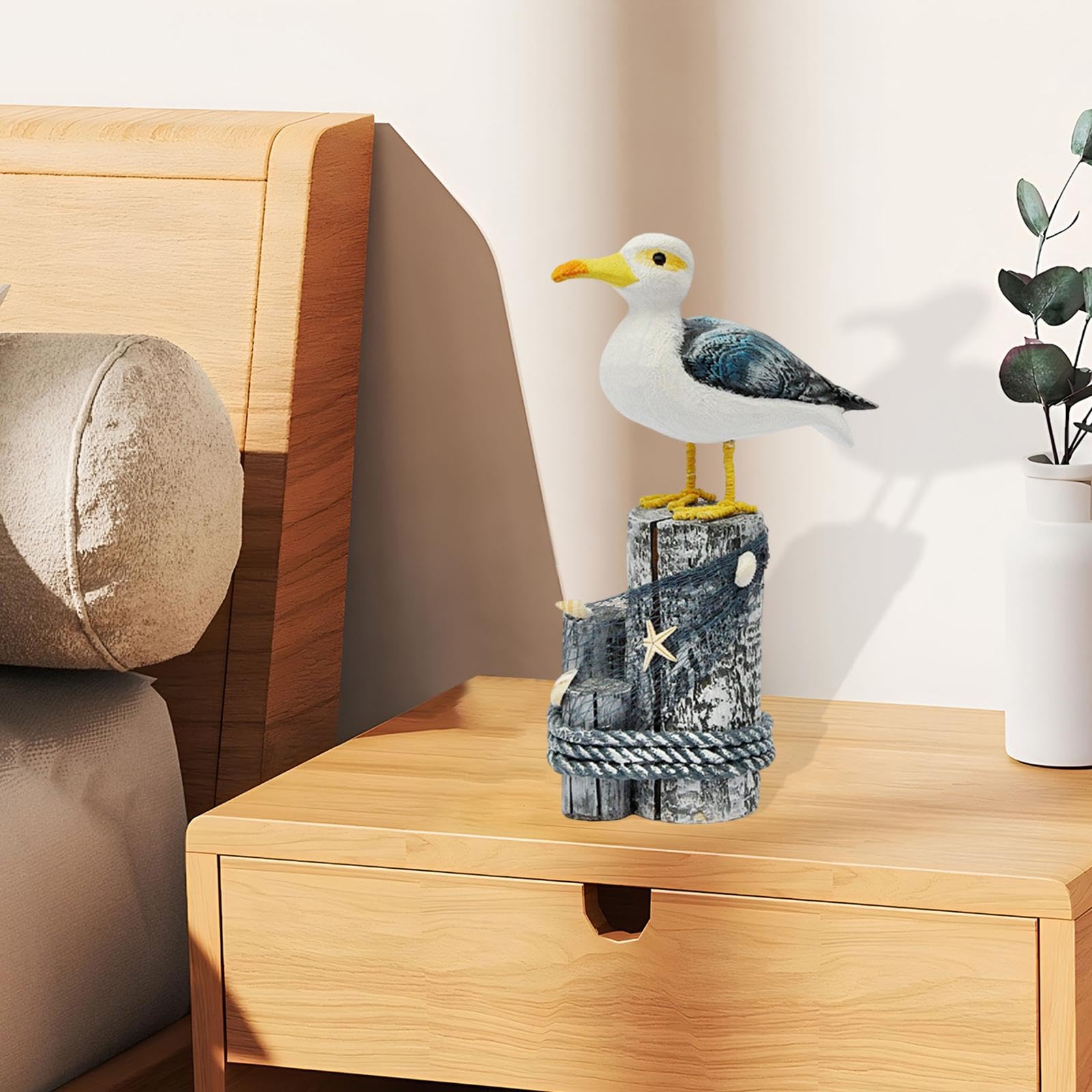 Amazon.co.jp: Qialexicon 木製カモメの置物 鳥の像 ビーチ 海 湖や