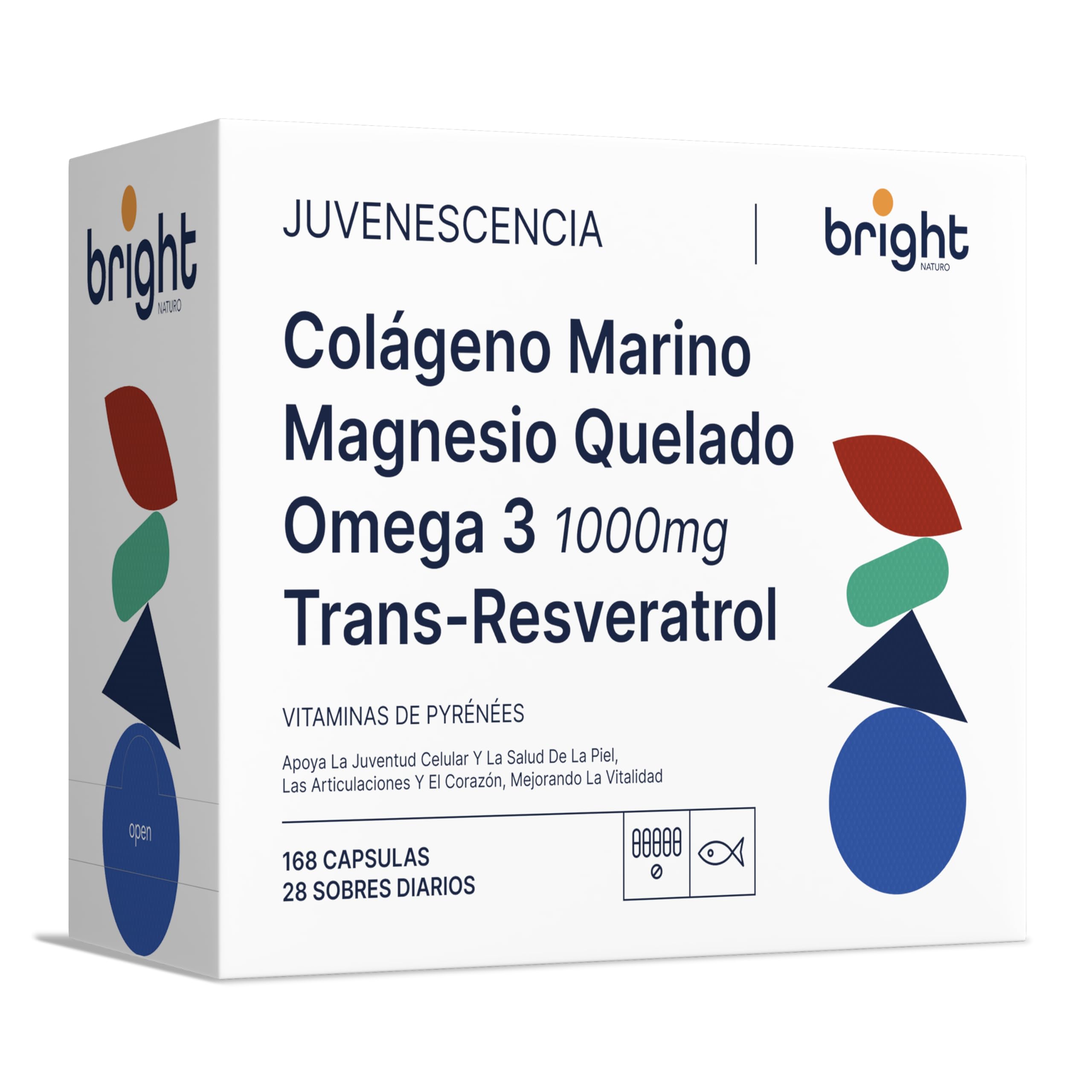 Collagene Marino, Acido Ialuronico, Magnesio, Omega 3 TG, Trans-Resveratrolo - SmartAbsorb™ | per la salute della pelle, la mobilità articolare e la funzione muscolare | 28 bustine giornaliere